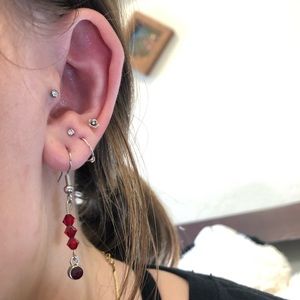 Homemade Red beaded earrings
